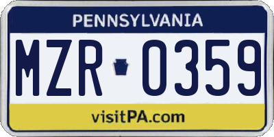 PA license plate MZR0359