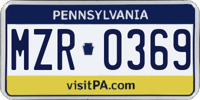 PA license plate MZR0369