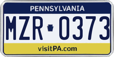 PA license plate MZR0373