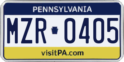 PA license plate MZR0405