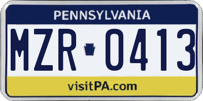 PA license plate MZR0413