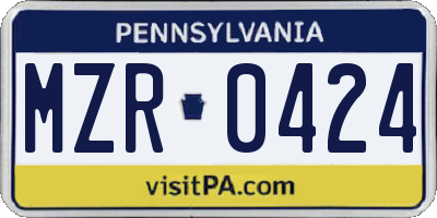PA license plate MZR0424
