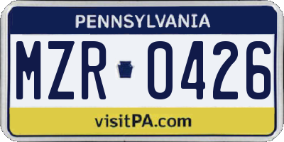 PA license plate MZR0426