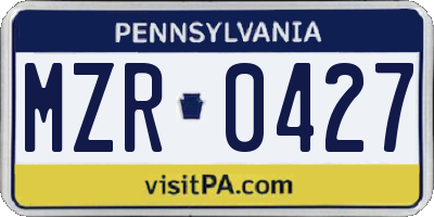 PA license plate MZR0427