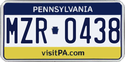 PA license plate MZR0438