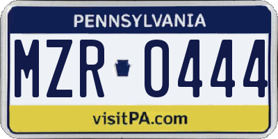 PA license plate MZR0444