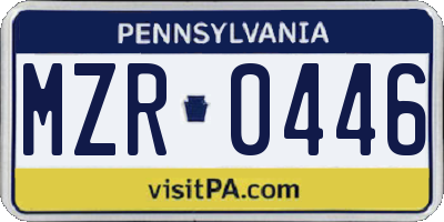 PA license plate MZR0446