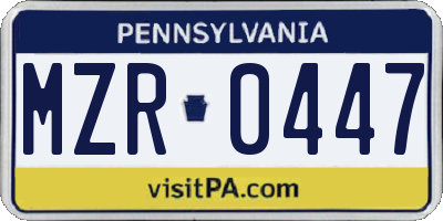 PA license plate MZR0447