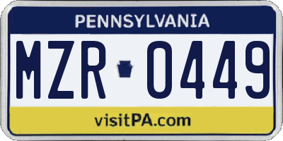 PA license plate MZR0449