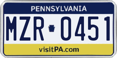 PA license plate MZR0451