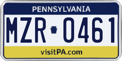 PA license plate MZR0461