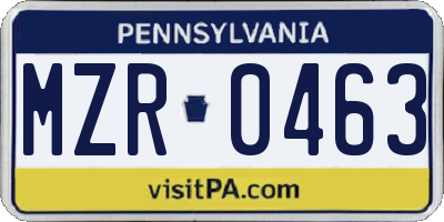 PA license plate MZR0463