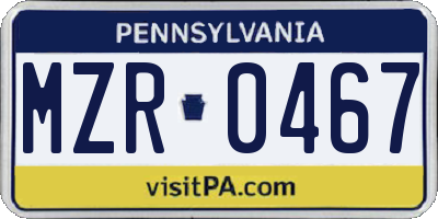 PA license plate MZR0467
