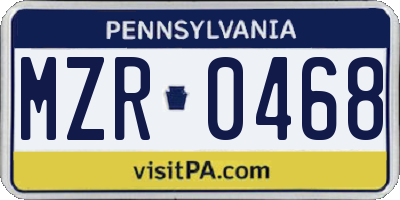 PA license plate MZR0468