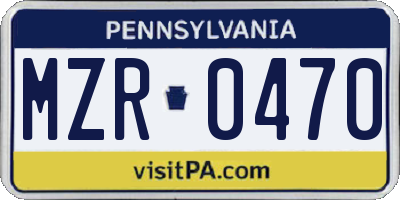 PA license plate MZR0470