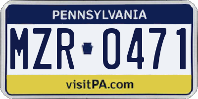 PA license plate MZR0471