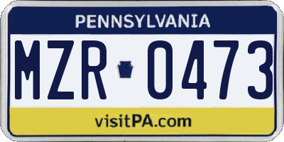 PA license plate MZR0473
