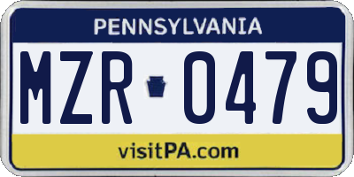 PA license plate MZR0479