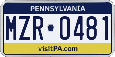 PA license plate MZR0481