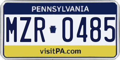 PA license plate MZR0485