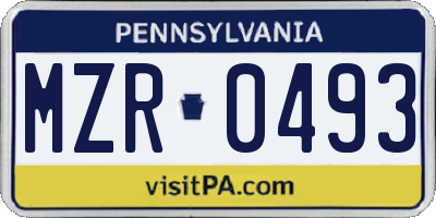 PA license plate MZR0493