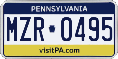 PA license plate MZR0495