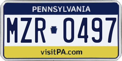 PA license plate MZR0497