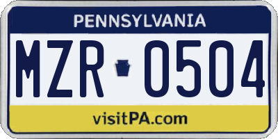 PA license plate MZR0504