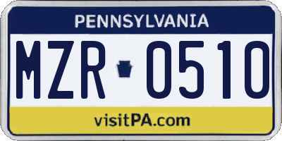 PA license plate MZR0510