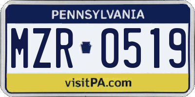 PA license plate MZR0519