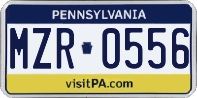 PA license plate MZR0556
