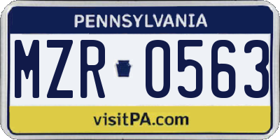 PA license plate MZR0563