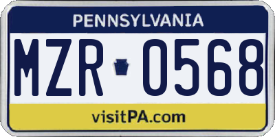 PA license plate MZR0568