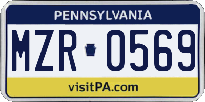 PA license plate MZR0569