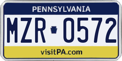 PA license plate MZR0572