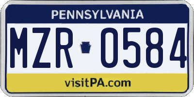 PA license plate MZR0584