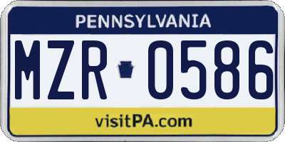 PA license plate MZR0586