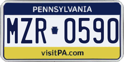 PA license plate MZR0590