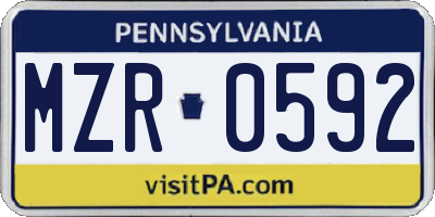PA license plate MZR0592