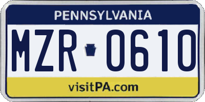 PA license plate MZR0610