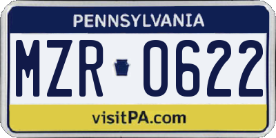 PA license plate MZR0622
