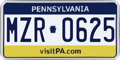 PA license plate MZR0625