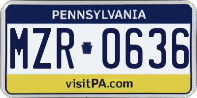 PA license plate MZR0636