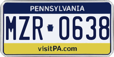 PA license plate MZR0638
