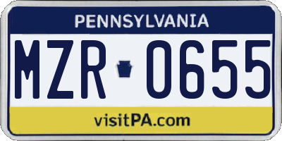 PA license plate MZR0655