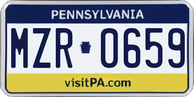PA license plate MZR0659