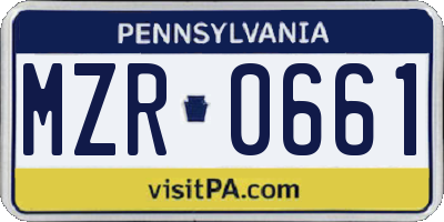 PA license plate MZR0661
