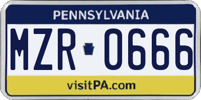 PA license plate MZR0666