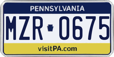 PA license plate MZR0675