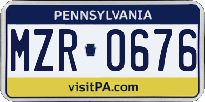 PA license plate MZR0676